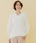 自由区 【XSサイズ～/洗える】コットンブレンドコード Vネックニット