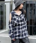 WEGO オープンショルダーチェックBIGシャツ