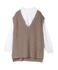 CRAFT STANDARD BOUTIQUE 【2点セット】洗える 60/2 14G片畦Vネックベスト+ロンTEE SET