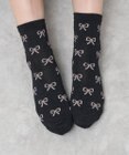 WEGO 総柄リボンクルーソックス