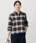 J.PRESS LADIES コットン起毛タータンチェック ショート丈 シャツ ブラウス