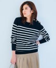 23区 L 【CLASSY.12月号掲載】セミウーステッドウール 肩ボタン ボーダー ニット