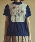 muuc ポピー刺繍フレンチスリーブプルオーバー〈日本製・高級綿100%の光沢と柔らかさ〉〈繊細な花刺繍〉〈大人の夏ニット〉〈ゆったりフリーサイズ〉