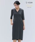 BEIGE， 【洗える・L-size】CINDY / Vネックハーフスリーブワンピース