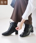 Pointer 内側ファスナー 本革レースアップショートブーツ