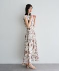 YECCA VECCA フラワー柄シアープリーツワンピース