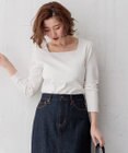 23区 【洗える】コンパクトリブ スクエアネック カットソー