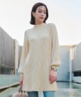 Tiaclasse L 【洗える】ダイヤ地柄ニットチュニック