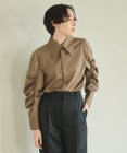 #Newans 【アイロンいらず】尖り襟ギャザースリーブブラウス