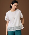 自由区 L 【色違いで揃える方多数】ナチュラルコットンハイゲージレースドッキング Tシャツ