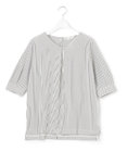 23区 【洗える】タックディテールプルオーバー ストライプ カットソー