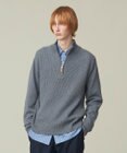 J.PRESS MEN 【Cash Lamb's Wool】畔編みハーフジップ ニット