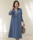 J.PRESS LADIES S コットンリネン 7oz デニム シャツ ワンピース