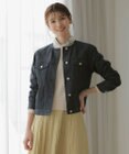 J.PRESS LADIES 【洗える】セルロースシャンブレー ノーカラー デニム ジャケット