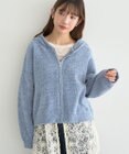 earth music&ecology ベロアフーディージップニットカーディガン