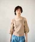 GRACE CONTINENTAL 刺繍パフスリーブニットトップ
