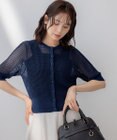 組曲 【前後着用可】メッシュ5分袖ニット カーディガン