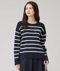 自由区 L 【洗える】コットンウールハイゲージボーダー ニット