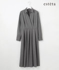23区 L 【エステータ】ウールトロドライストレッチ カシュクールシャツ ワンピース