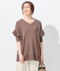 自由区 L 【洗える】ハイツイストコットンアセテート フリルデザインニット