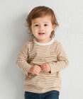 MIKI HOUSE HOT BISCUITS 【70-120cm】【Everyday Series】ワンポイント ボーダー長袖Tシャツ