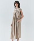 BEIGE， 【洗える】FLEUR / フロントドレープノースリーブドレス
