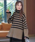 Tiaclasse 【洗える】ハイネックボーダープルオーバー