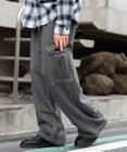 WEGO 【ユニセックス着用ITEM/ウエストゴム/MLサイズ展開】ワイドスウェットカーゴパンツ