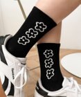 WEGO 手書き風3連フラワーソックス