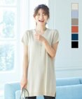 Tiaclasse L 【洗える】さらりと肌離れの良いフレンチスリーブニットチュニック