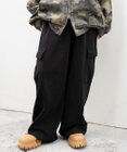 WEGO 【ユニセックス着用ITEM/ウエストゴム/MLサイズ展開】ワイドスウェットカーゴパンツ