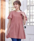 Tiaclasse L 【洗える】麻調ピンタックチュニックブラウス