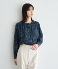 YECCA VECCA ラインフラワー柄ギャザーブラウス