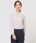 J.PRESS LADIES L BEZコットンナイロン ストライプ フリル襟 ブラウス