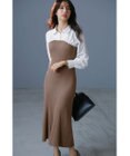 ANY SIS S 【全方位 好印象】シャツコンビリブニット ワンピース