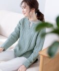 Tiaclasse L 【洗える】アラン柄キーネックニットトップス