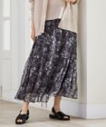自由区 L 【セットアップ対応・洗える】ボタニカルフラワープリントティアード スカート
