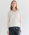 BEIGE， CHLOR / ウールシルクツイルドッキングVネックニット