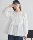 earth music&ecology 【コットン混】レース襟フレアヘムブラウス