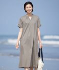 J.PRESS LADIES 【接触冷感・UVケア】コンパクトコットンスムース バンドカラー ワンピース