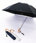 MOONBAT 【WEB限定】LANVIN en Bleu 晴雨兼用 折りたたみ傘 ワイド プレーン×ロゴ刺繍 一級遮光 遮熱 UV