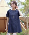 Tiaclasse L 【洗える】デニムチュニックブラウス