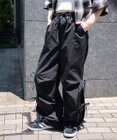 WEGO 【ウエストゴム】サイドリボンパラシュートパンツ