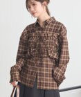 earth music&ecology SET2点チェック柄シャーリングビスチェ＋シャツ