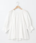SHARE PARK LADIES コットンサテンランタンスリーブブラウス