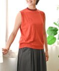 muuc 〈細番手の高級綿糸コットンコーマ糸〉〈洗練された繊維の滑らかな肌触り〉〈お家で洗えるニット〉模様編み ポピーの花リンクス編み ノースリーブブルオーバー
