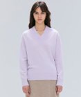 BEIGE， 【洗える】POMPE / ウールカシミヤ配色ラインVネックニット