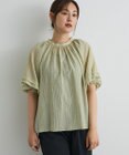 CRAFT STANDARD BOUTIQUE ストライプジャカードパフスリーブブラウス