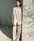 BEIGE， ERYTH / リネンストライプ タックワイドパンツ