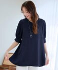 Tiaclasse L 【洗える】パフスリーブ切替フレアチュニック